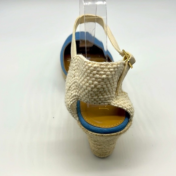 J.Crew - Blue Espadrille Adjustable Ankle Strap Round Toe Comfortable Wedges 10 - Picture 6 of 13